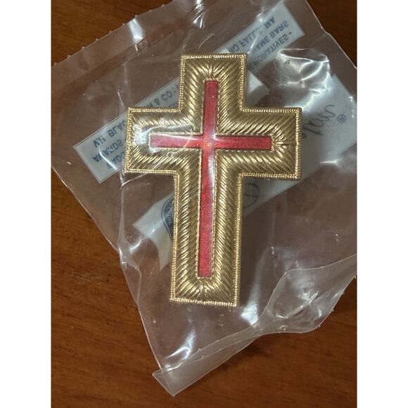 Knights Templar Past Commander Cap Cross Gold Red Enamel Masonic - Picture 4 of 9